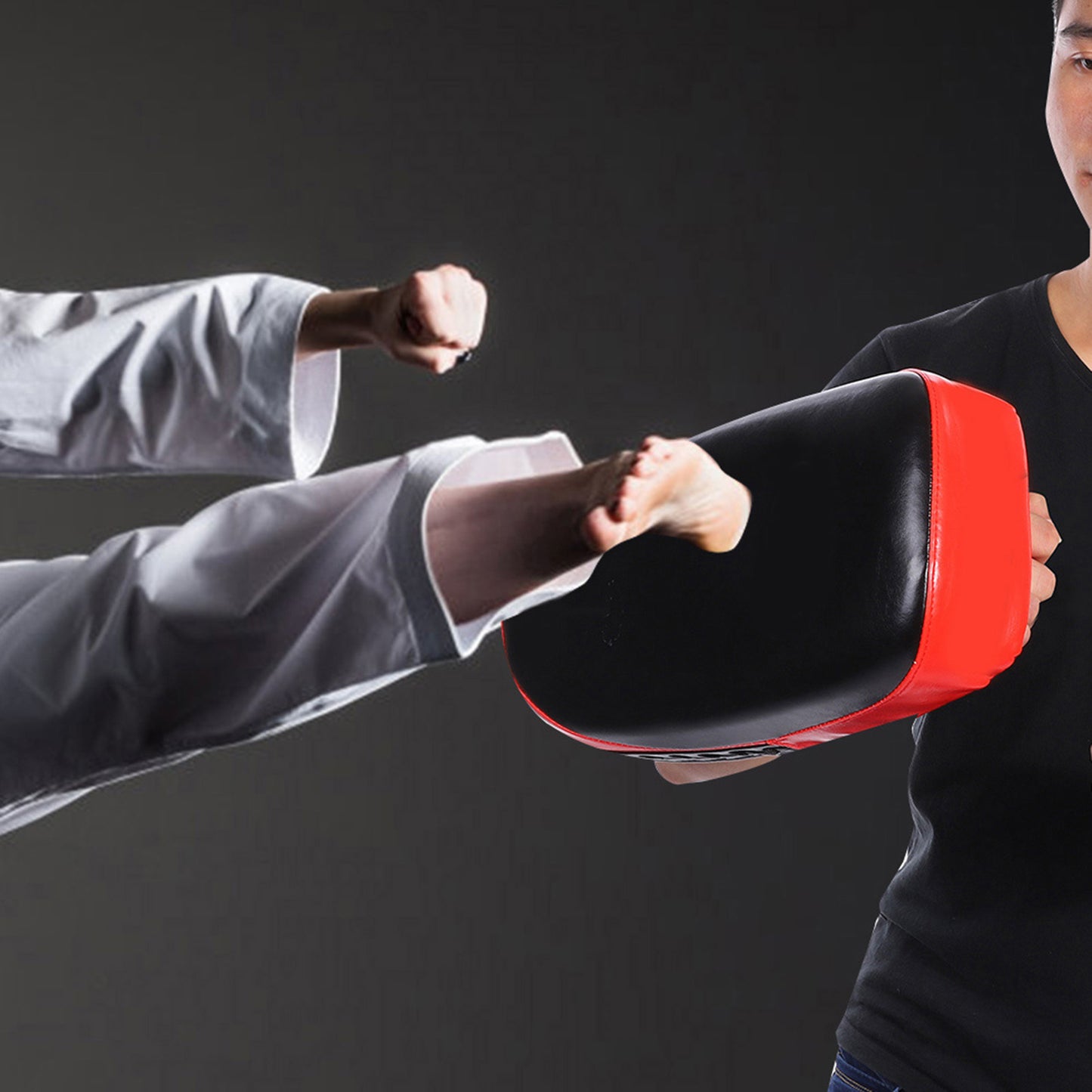 Muay Thai Boxing Kicking Curve Pad Hand Feet Target Punching Training Shield(Red)