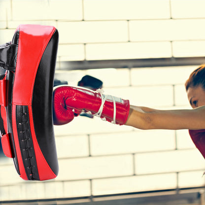 Muay Thai Boxing Kicking Curve Pad Hand Feet Target Punching Training Shield(Red)